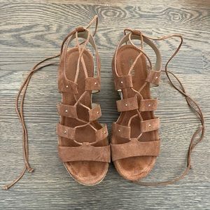 Michael Kors Suede Lace-Up Strappy Wedges, Size 8